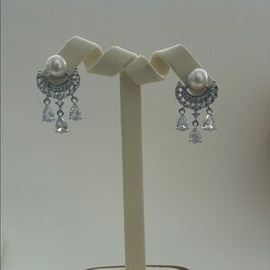 Elegant Silver Earrings and Pearl Earrings|Sterling silver posts